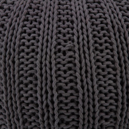 Slate Grey | Shelby Hand Knit Round Pouf