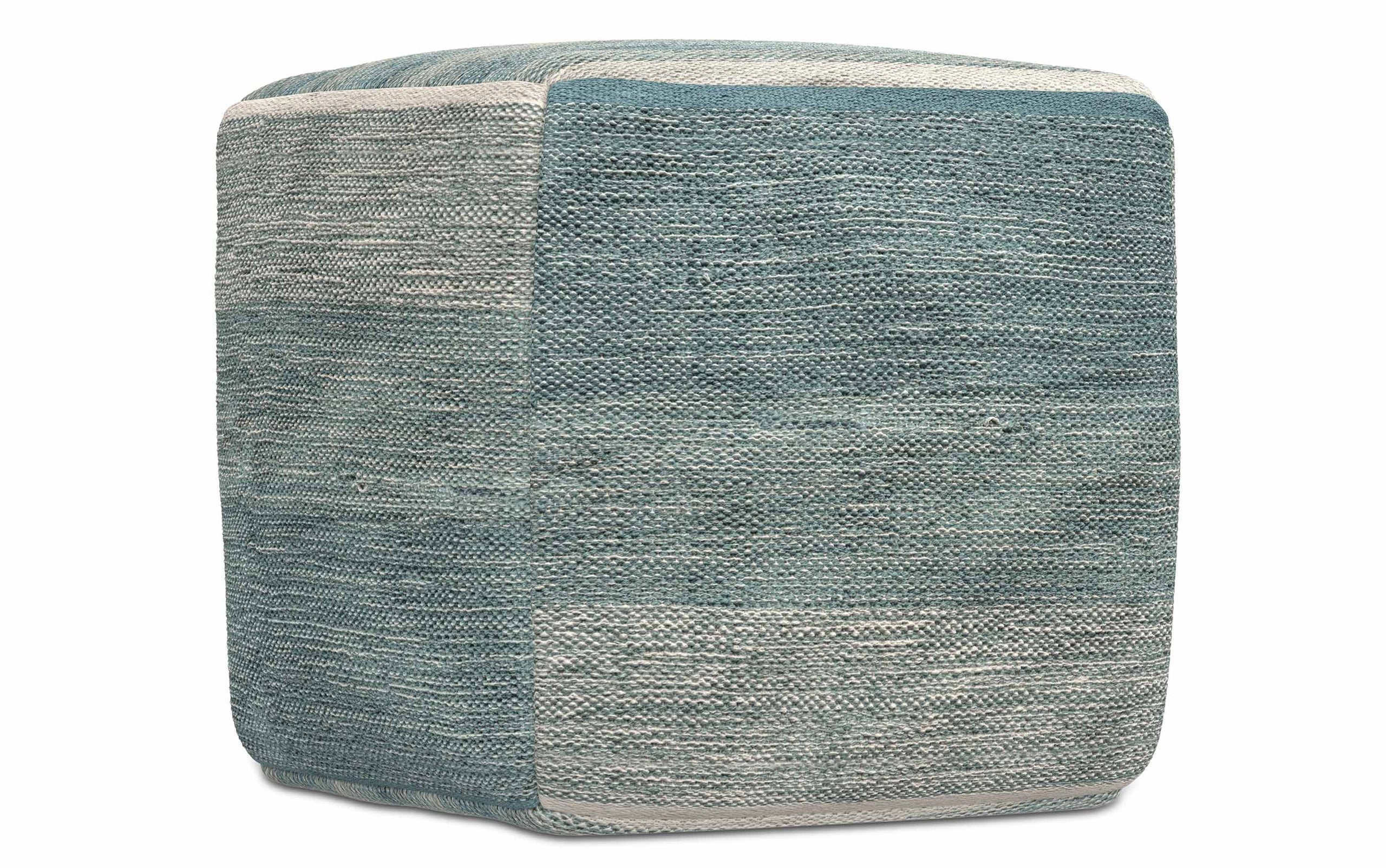 Blue Melange | Naya Patterned Cube Pouf
