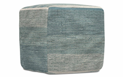 Blue Melange | Naya Patterned Cube Pouf