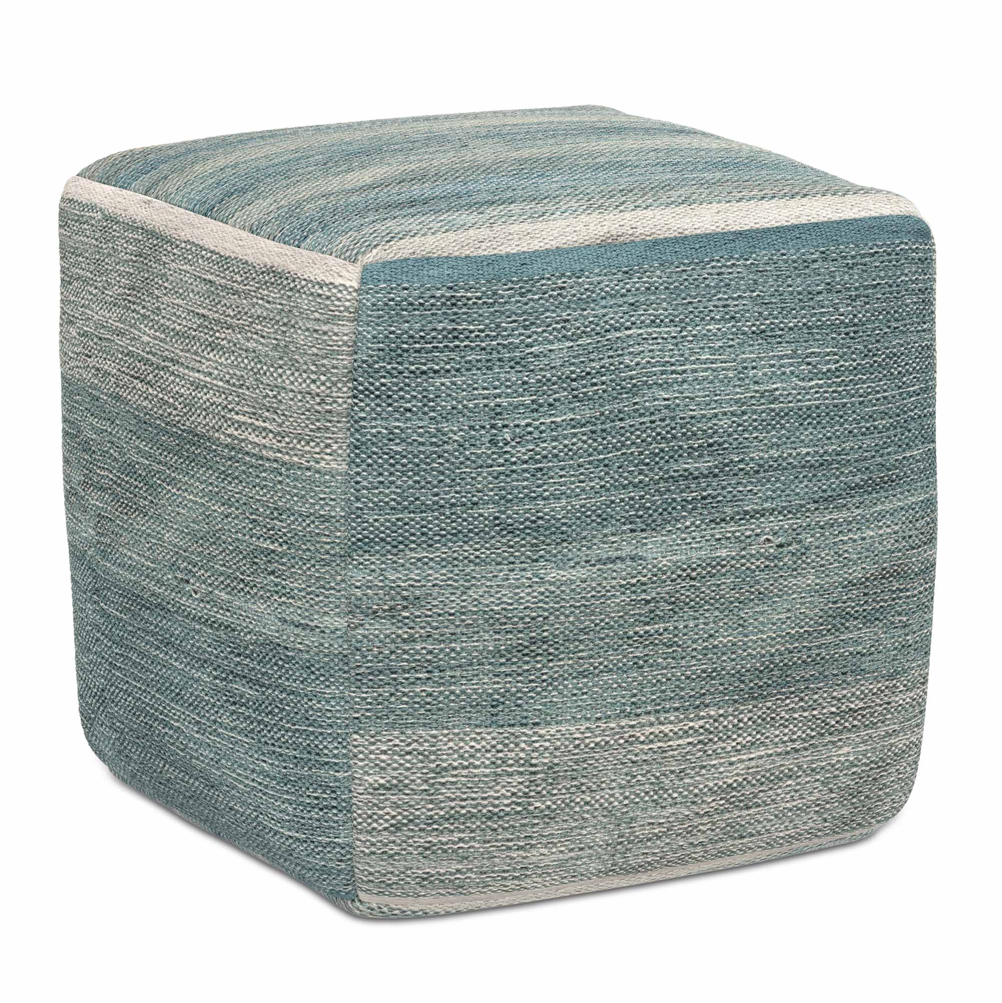 Blue Melange | Naya Patterned Cube Pouf