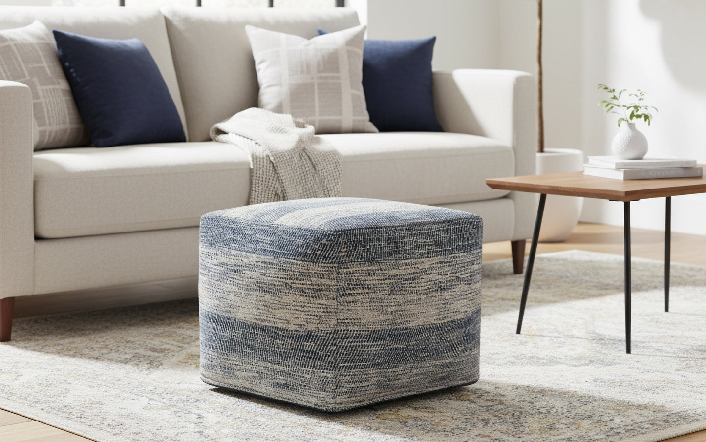Patterened Teal Melange | Clay Square Pouf