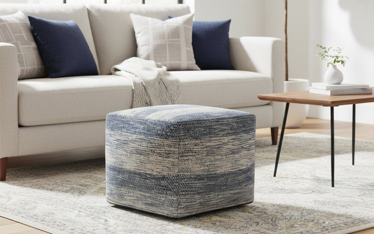Patterened Teal Melange | Clay Square Pouf