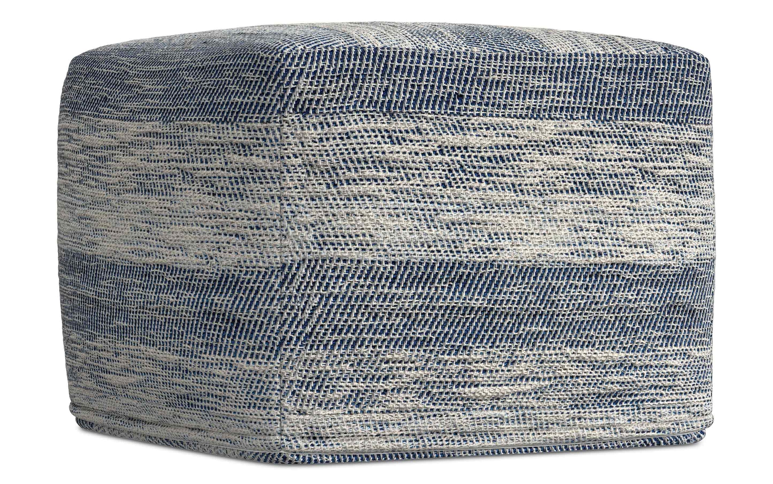 Patterened Teal Melange | Clay Square Pouf