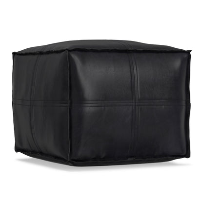 Brody 18 inch Square Top Stitch Pouf in Vegan Leather