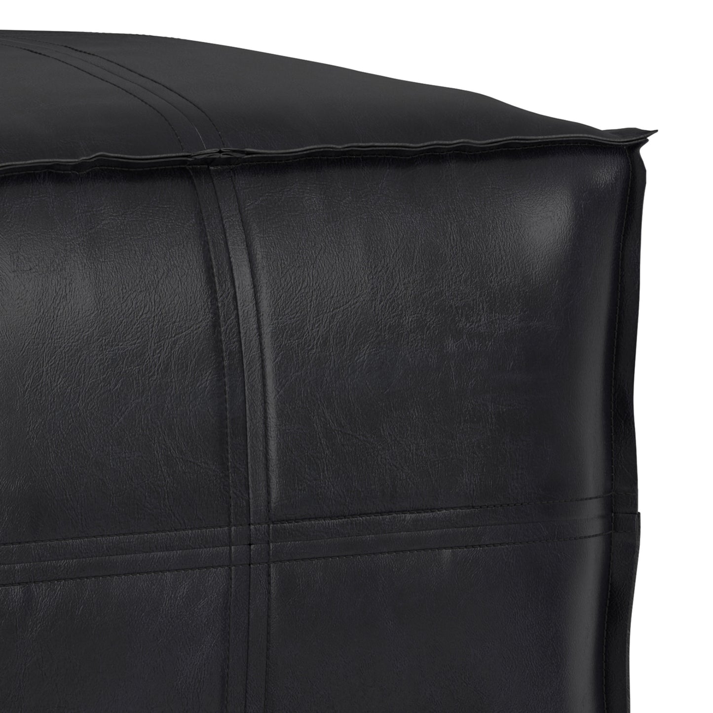 Brody 18 inch Square Top Stitch Pouf in Vegan Leather