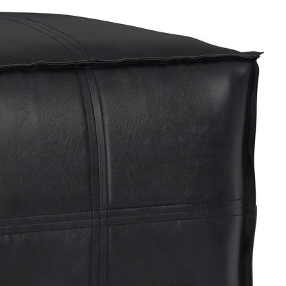 Brody 18 inch Square Top Stitch Pouf in Vegan Leather