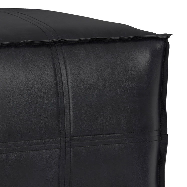 Brody 18 inch Square Top Stitch Pouf in Vegan Leather