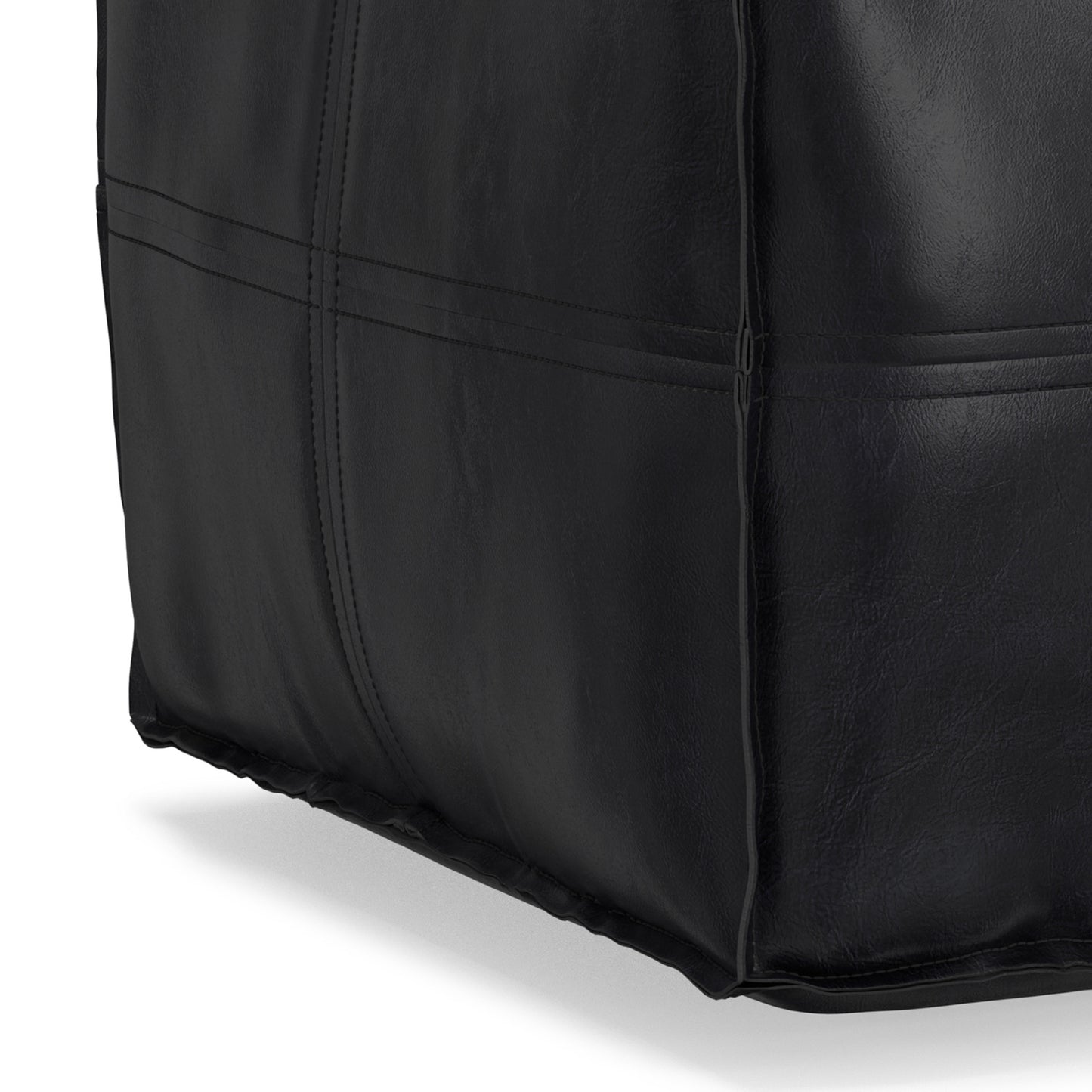 Brody 18 inch Square Top Stitch Pouf in Vegan Leather