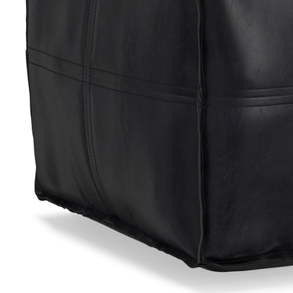 Brody 18 inch Square Top Stitch Pouf in Vegan Leather