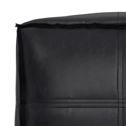Brody 18 inch Square Top Stitch Pouf in Vegan Leather