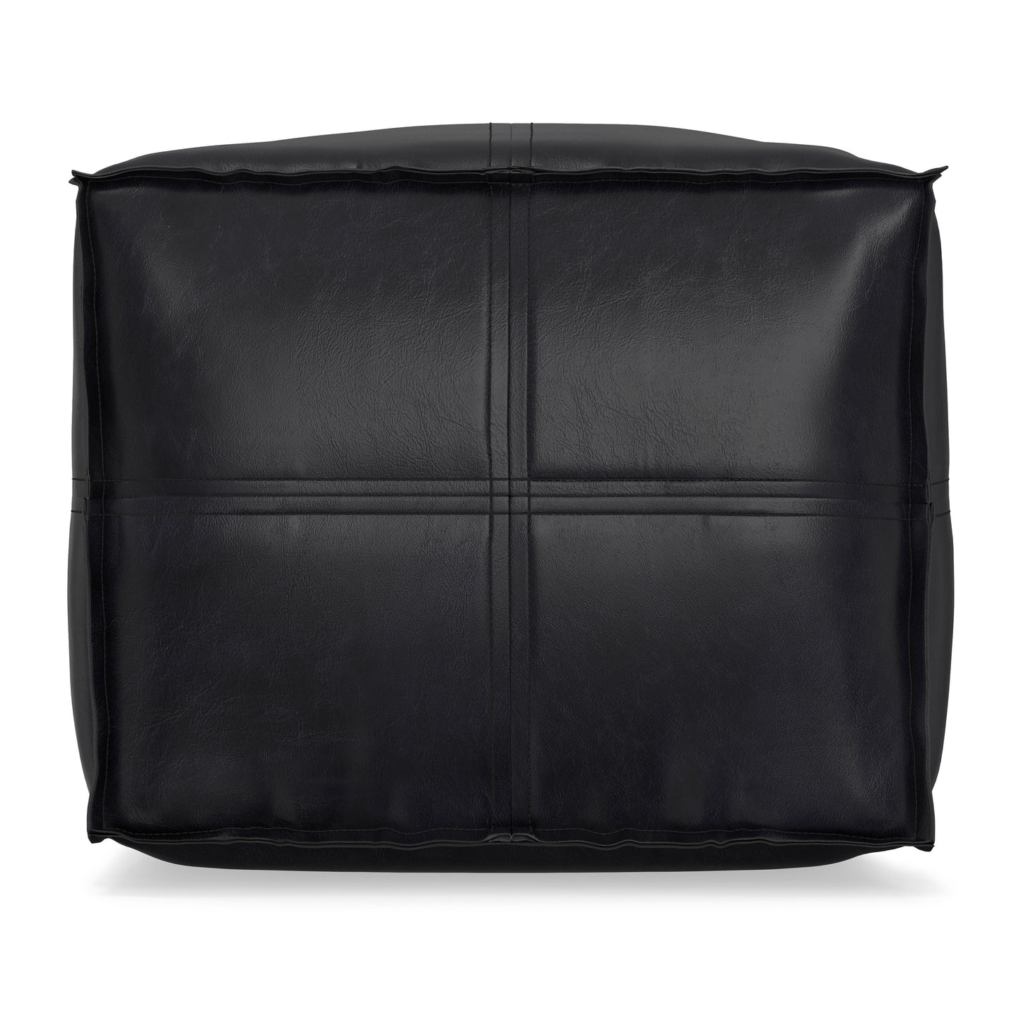 Brody 18 inch Square Top Stitch Pouf in Vegan Leather