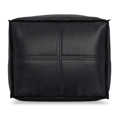 Brody 18 inch Square Top Stitch Pouf in Vegan Leather