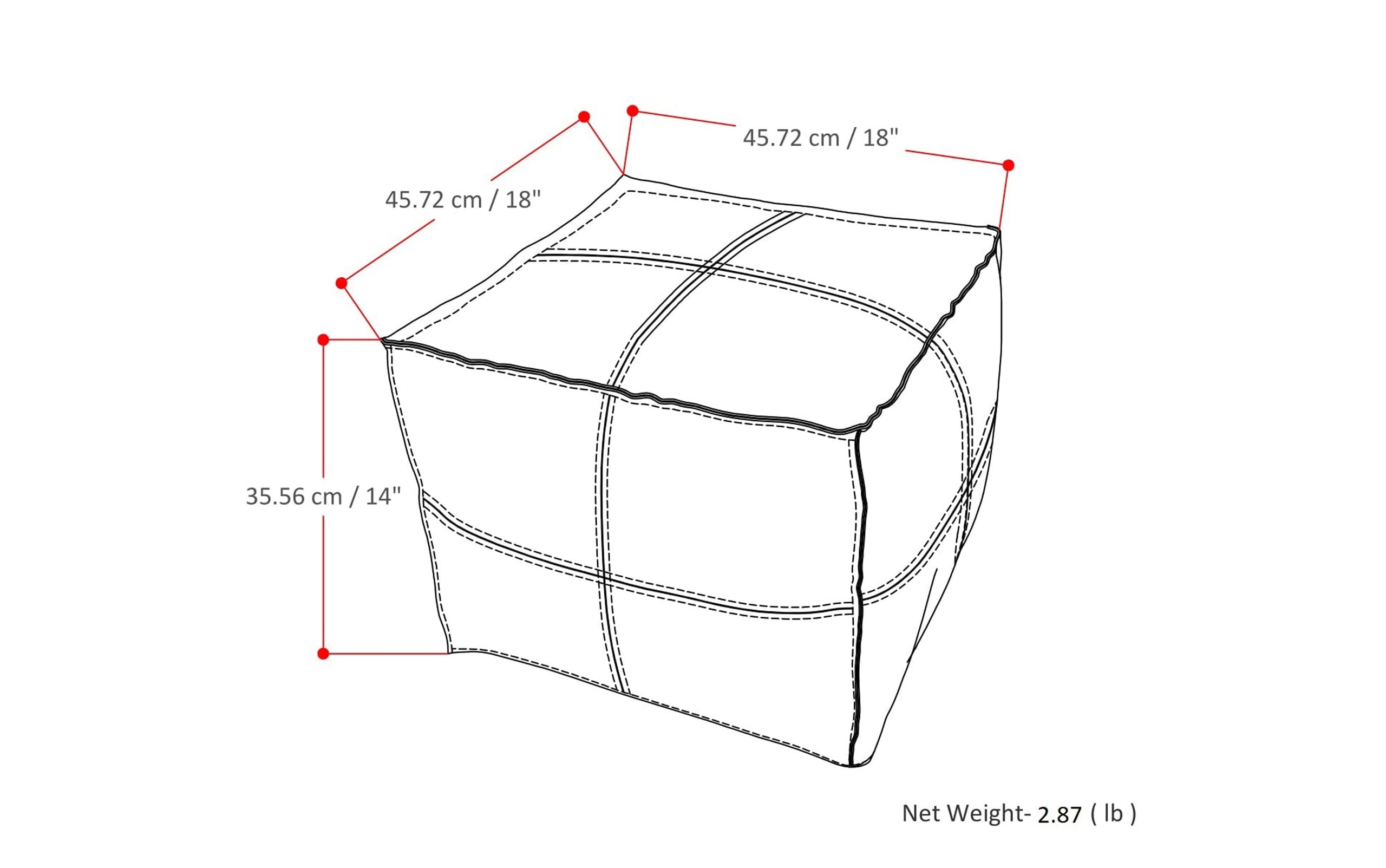 Distressed Dark Brown Distressed Vegan Leather| Brody Square Pouf