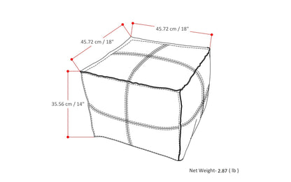 Distressed Dark Brown Distressed Vegan Leather| Brody Square Pouf