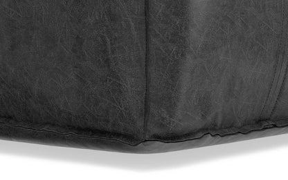 Distressed Black Distressed Vegan Leather | Brody Square Pouf