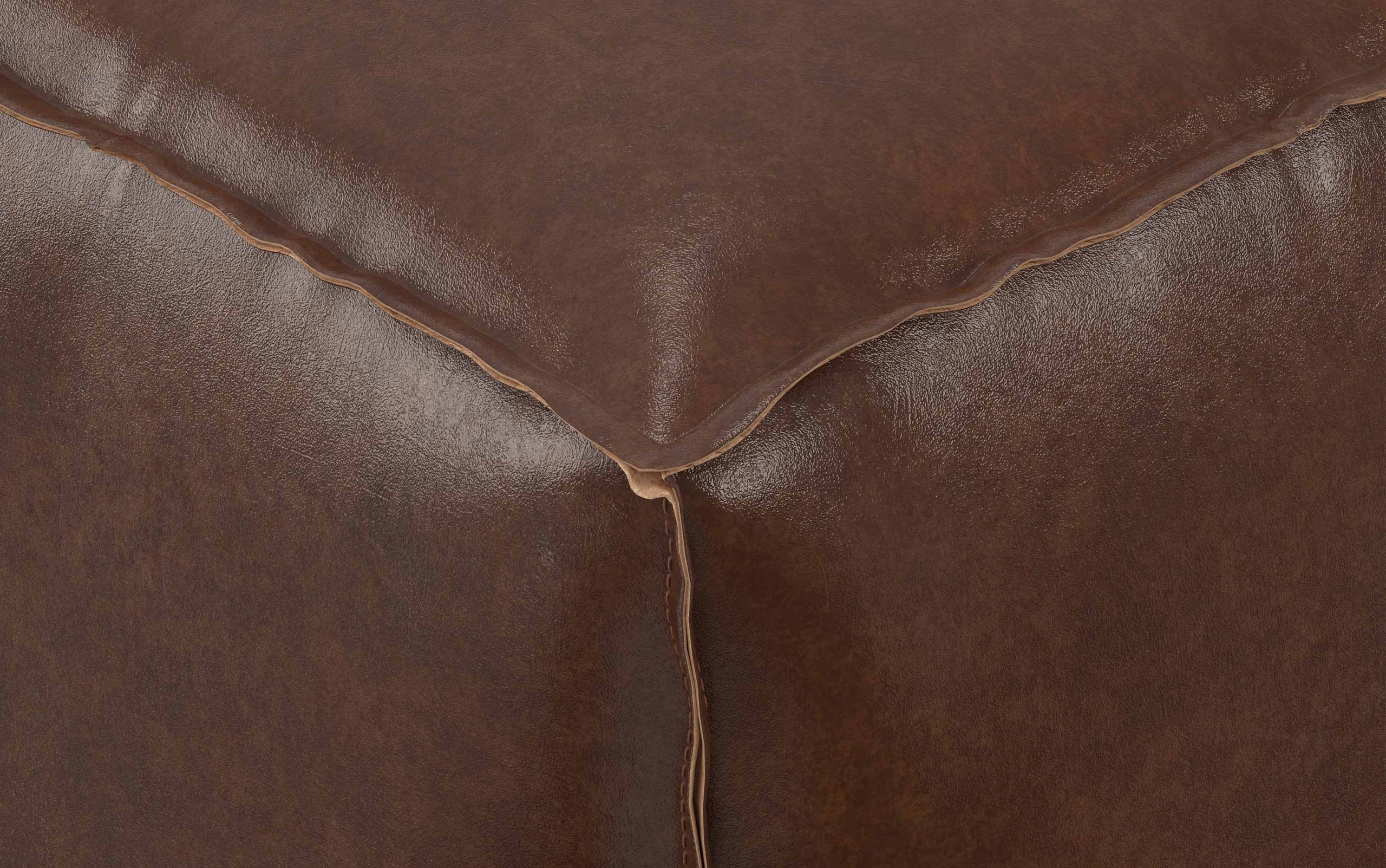Distressed Dark Brown Distressed Vegan Leather| Brody Square Pouf