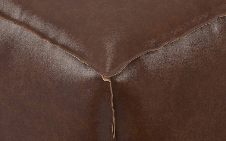 Distressed Dark Brown Distressed Vegan Leather| Brody Square Pouf