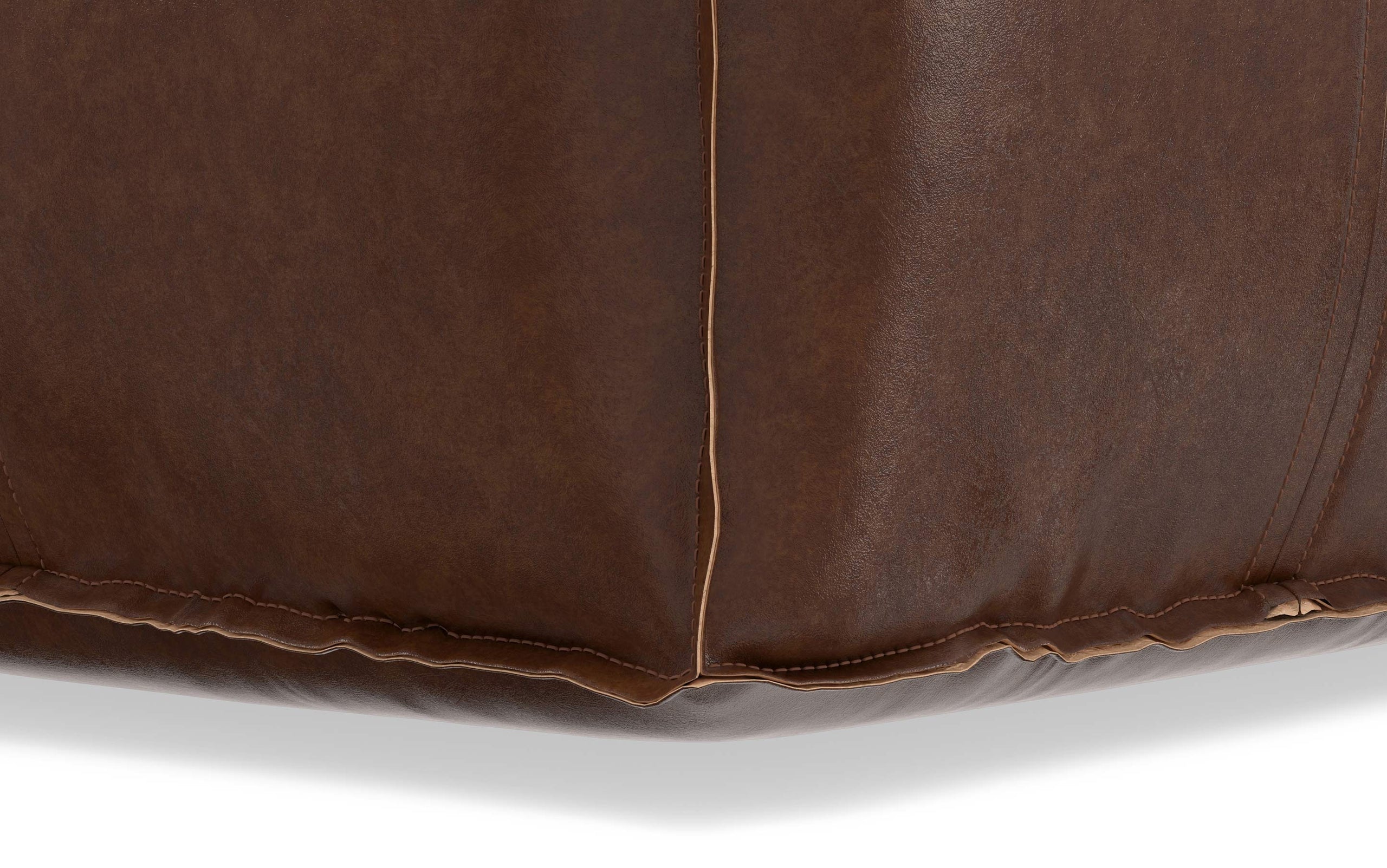 Distressed Dark Brown Distressed Vegan Leather| Brody Square Pouf