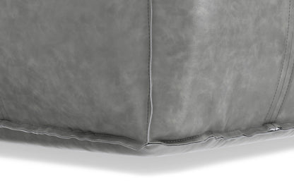 Distressed Grey Distressed Vegan Leather | Brody Square Pouf