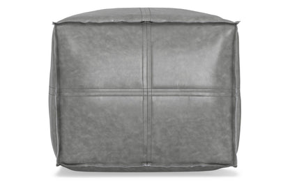 Distressed Grey Distressed Vegan Leather | Brody Square Pouf