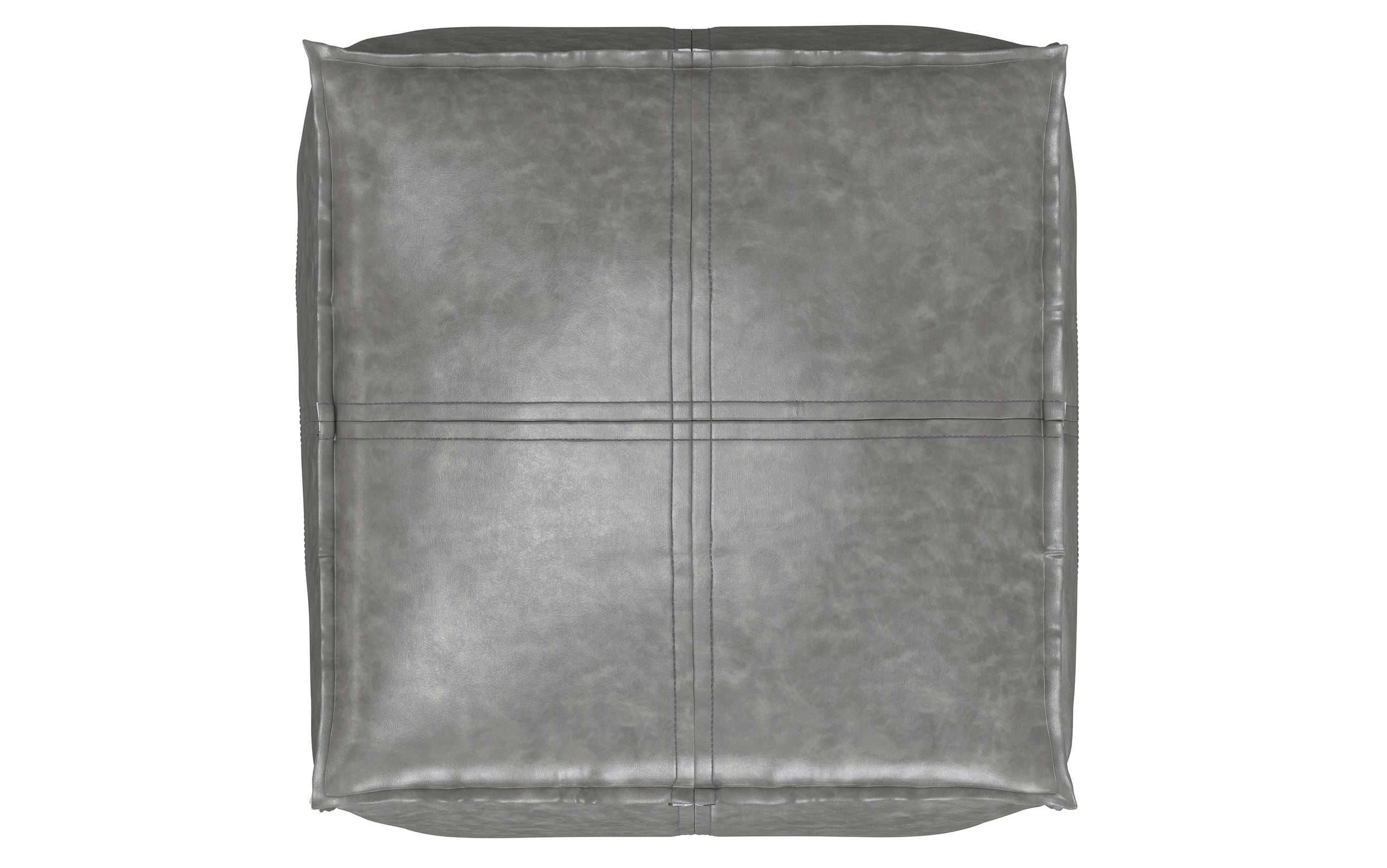 Distressed Grey Distressed Vegan Leather | Brody Square Pouf