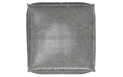 Distressed Grey Distressed Vegan Leather | Brody Square Pouf