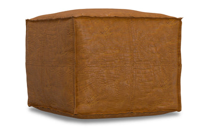Tan Genuine Leather | Brody Square Pouf in Genuine Leather