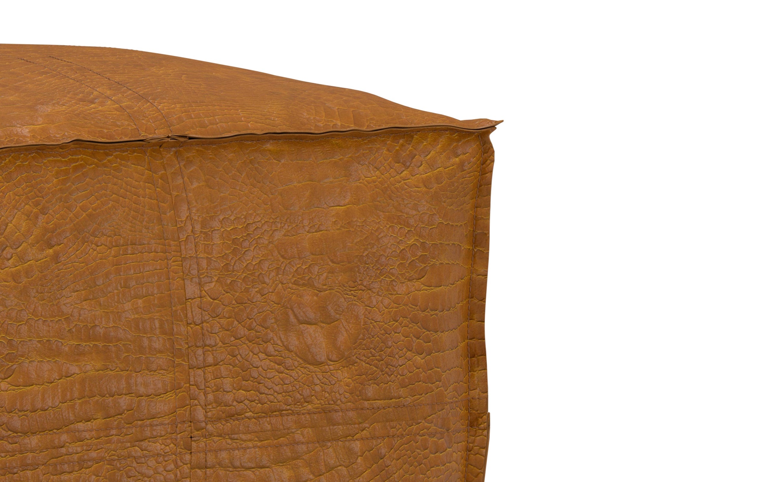 Tan Genuine Leather | Brody Square Pouf in Genuine Leather