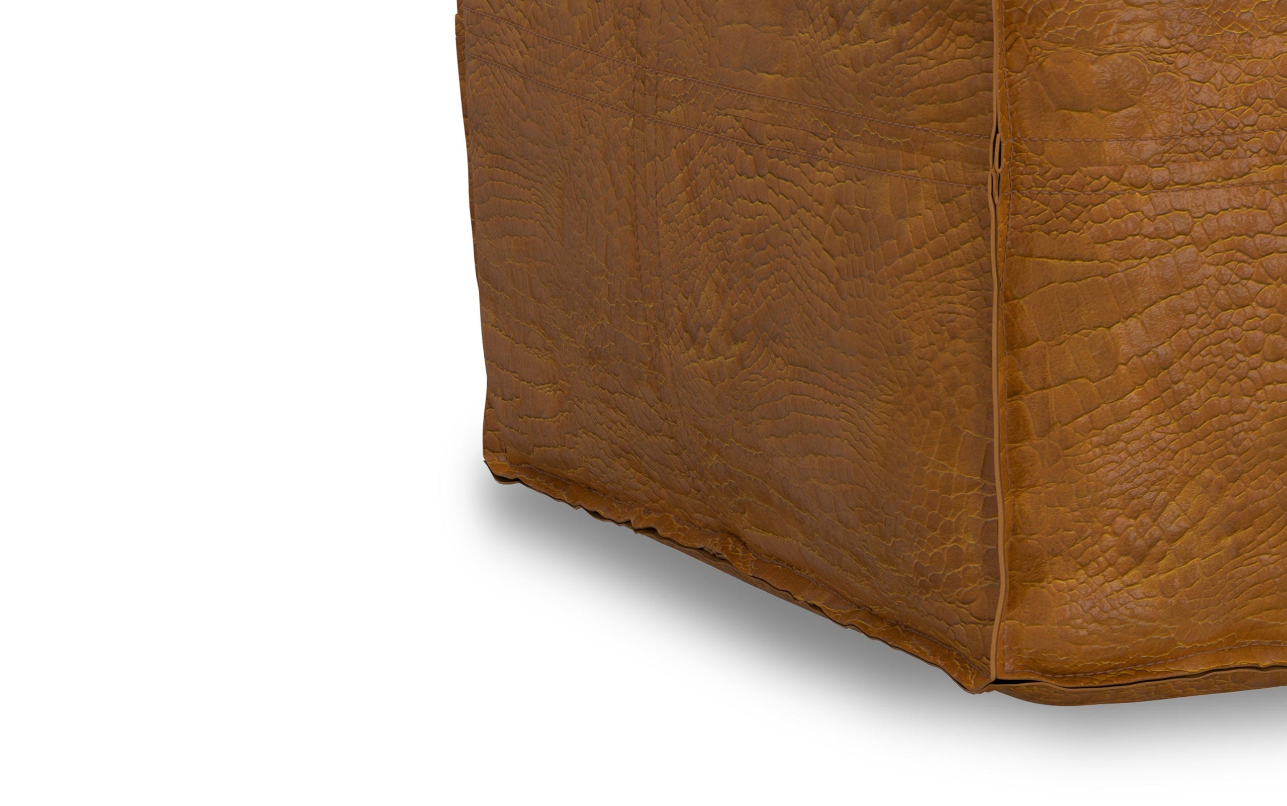 Tan Genuine Leather | Brody Square Pouf in Genuine Leather
