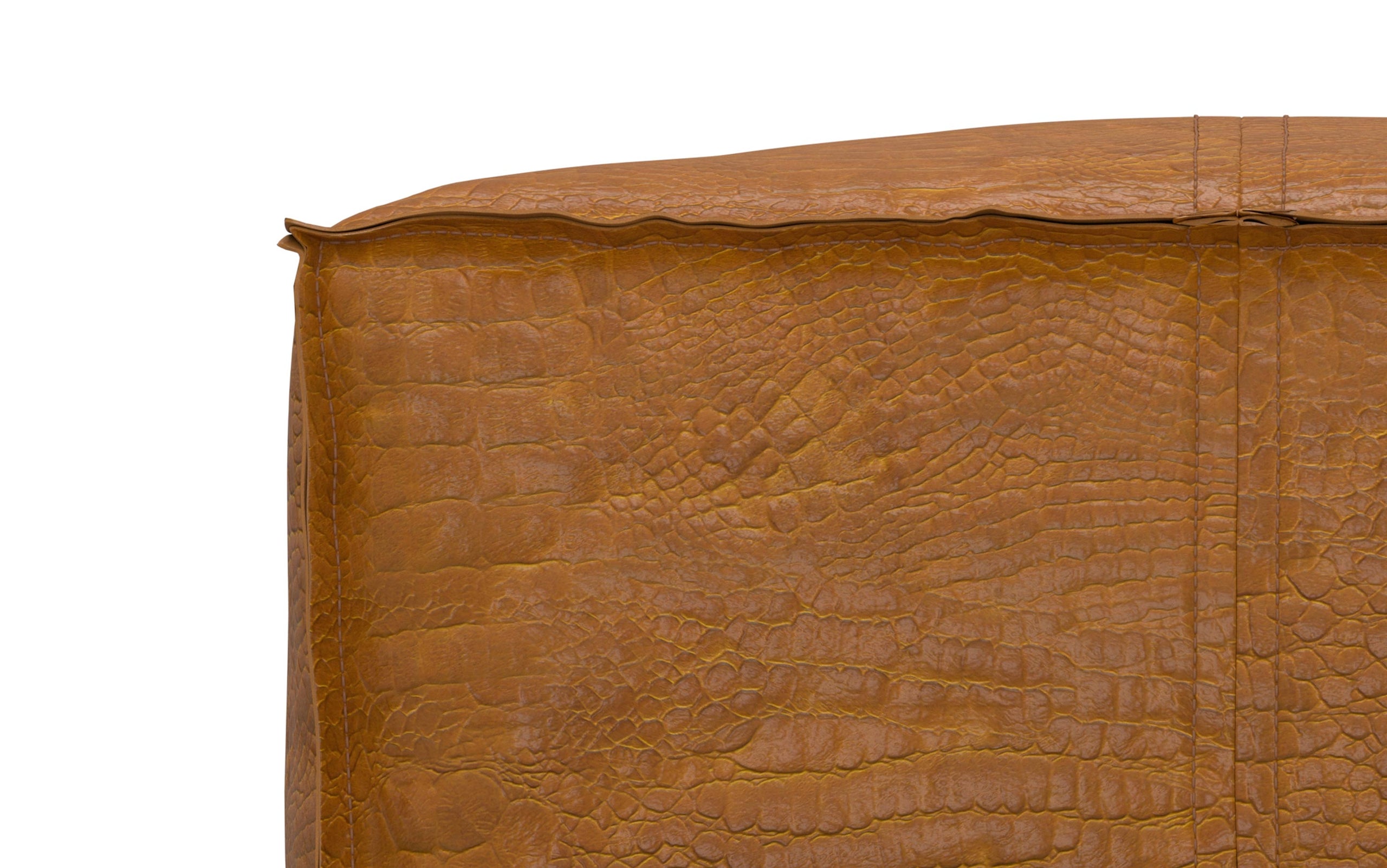 Tan Genuine Leather | Brody Square Pouf in Genuine Leather