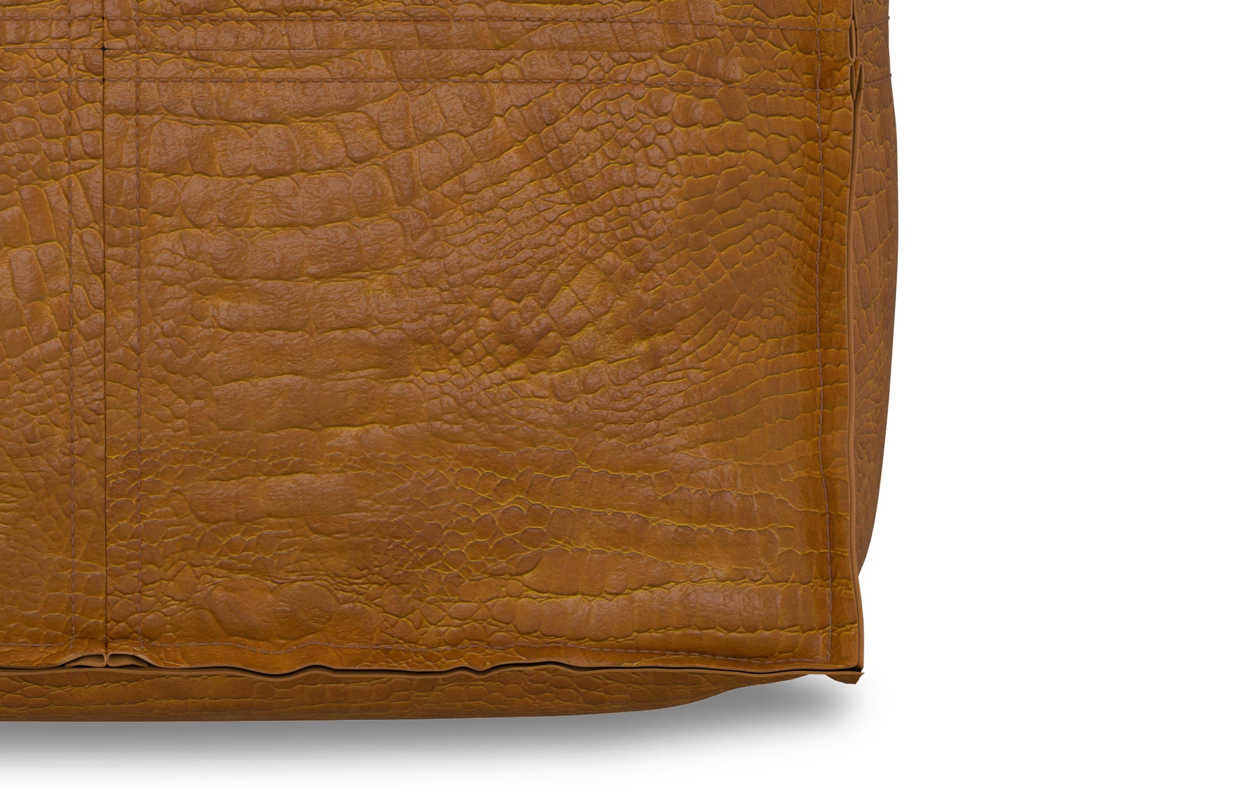 Tan Genuine Leather | Brody Square Pouf in Genuine Leather
