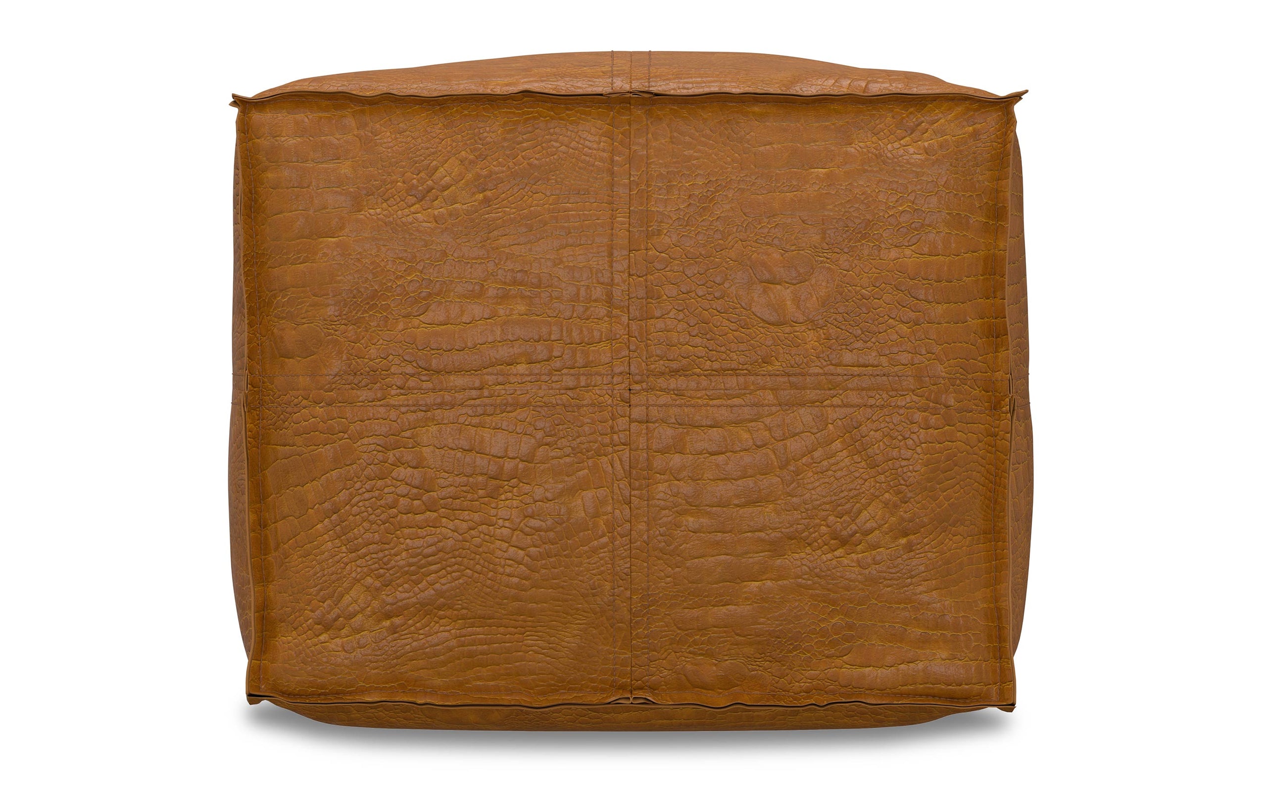 Tan Genuine Leather | Brody Square Pouf in Genuine Leather
