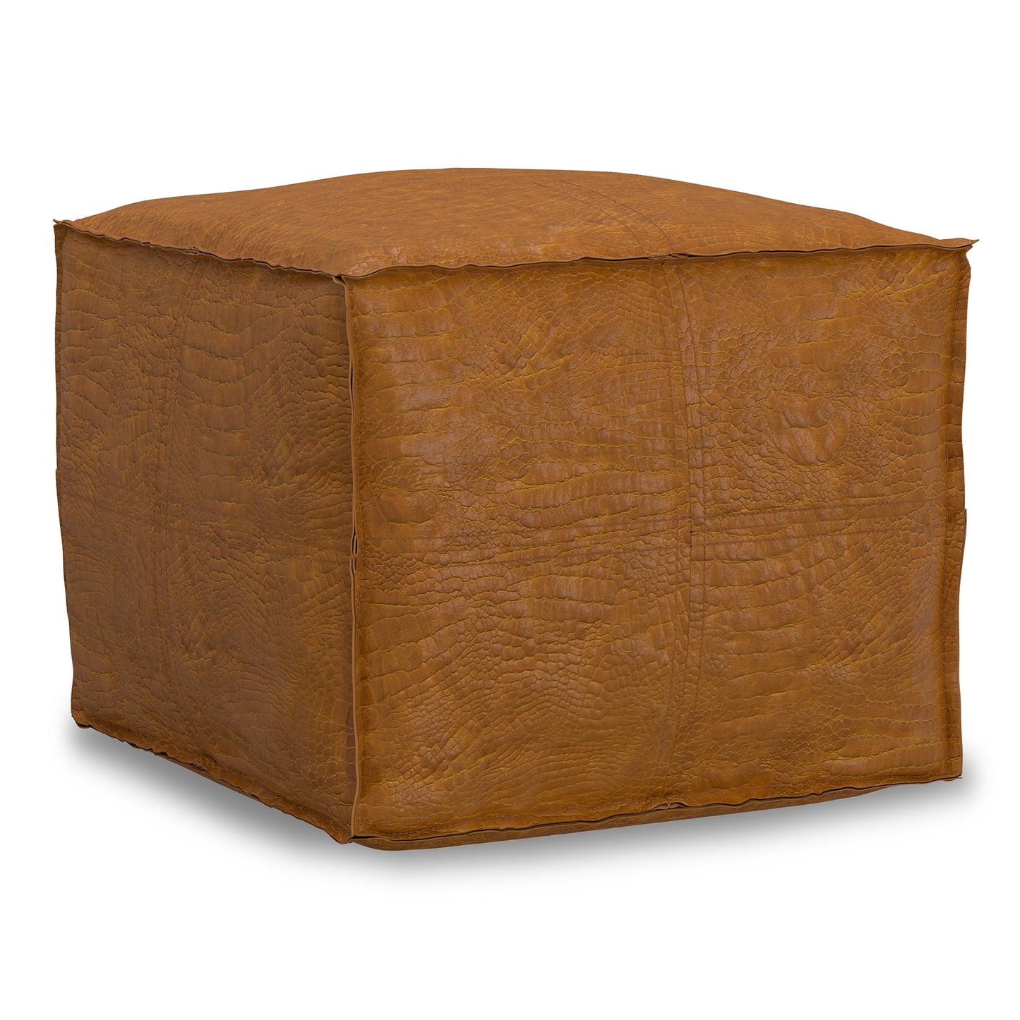 Tan Genuine Leather | Brody Square Pouf in Genuine Leather