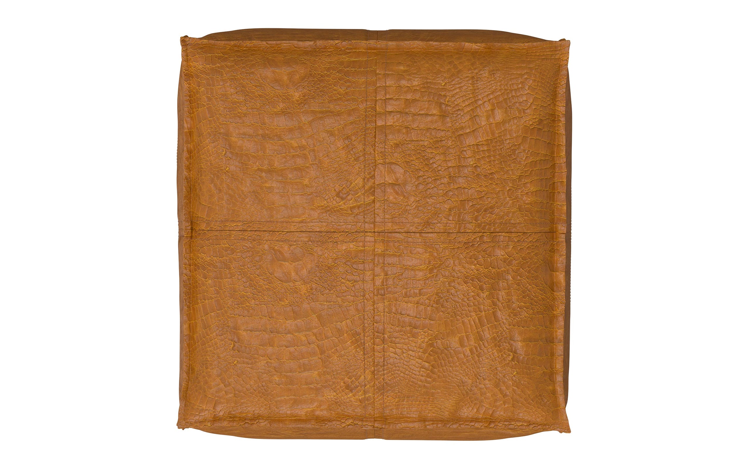 Tan Genuine Leather | Brody Square Pouf in Genuine Leather