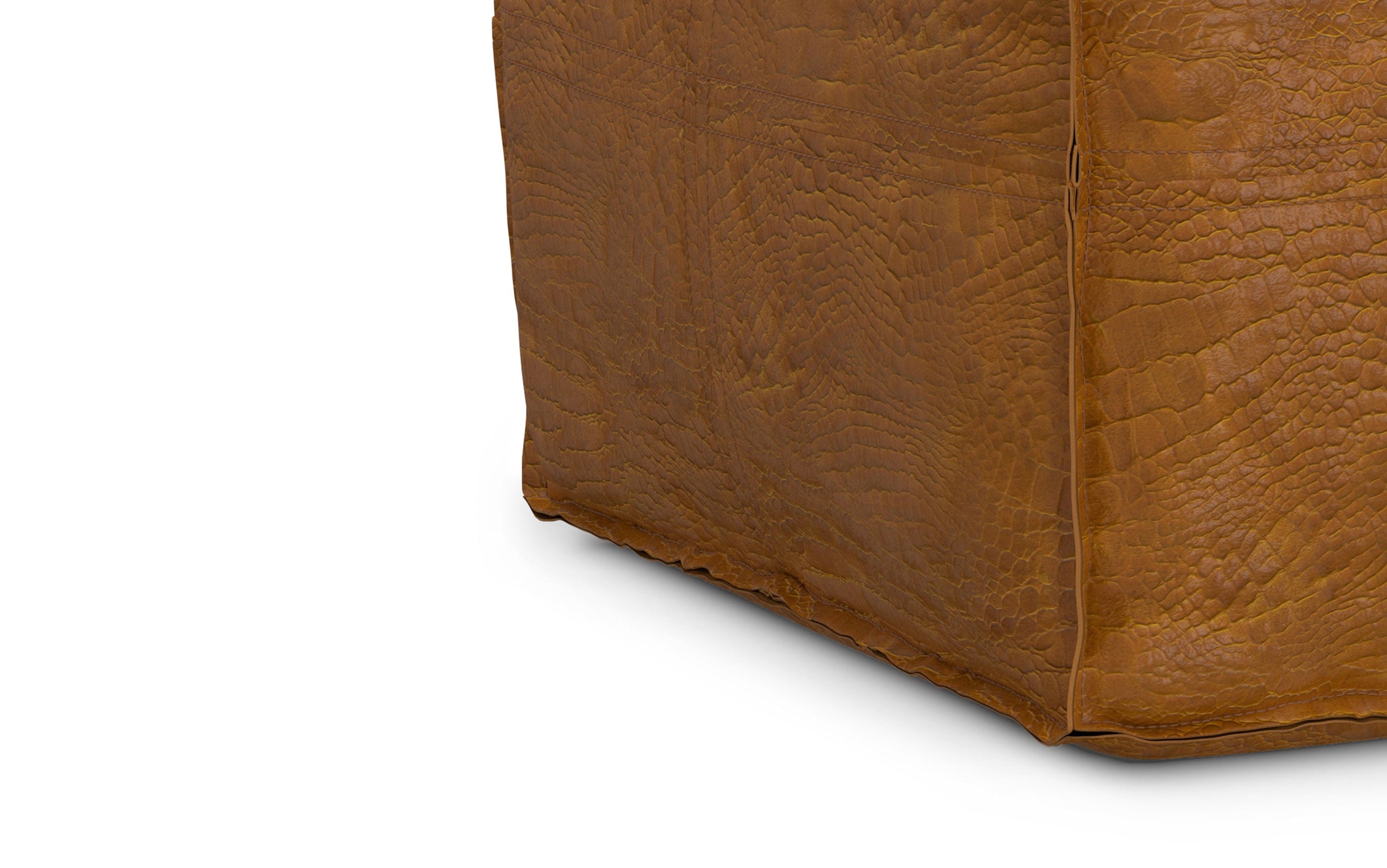 Tan Genuine Leather | Brody Square Pouf in Genuine Leather