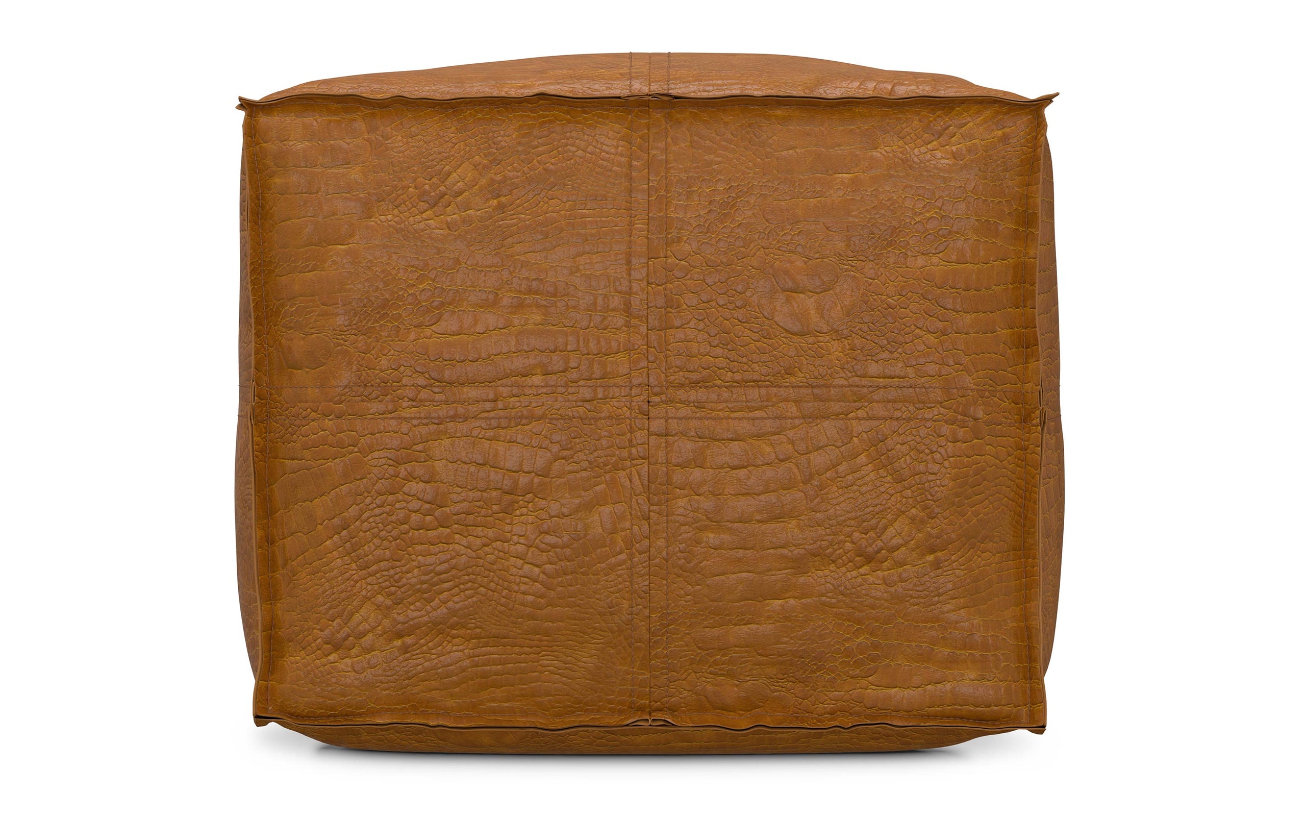 Tan Genuine Leather | Brody Square Pouf in Genuine Leather