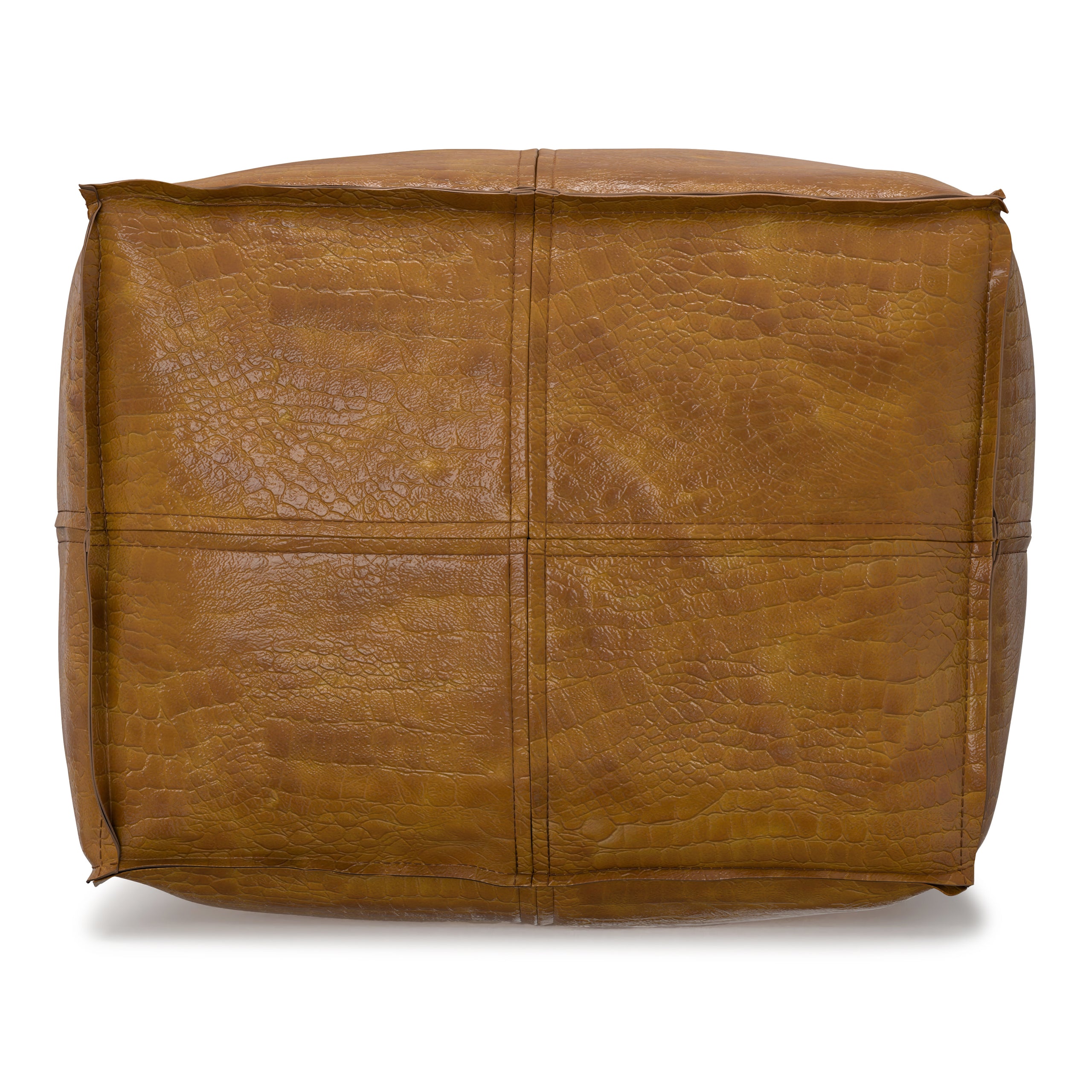 Tan Genuine Leather | Brody Square Pouf in Genuine Leather