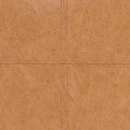 Distressed Camel Brown Distressed Vegan Leather | Brody 24 inch Square Top Stich Pouf in Distressed Vegan Leather