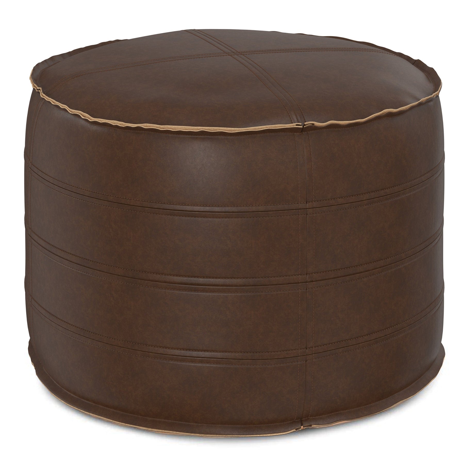 Distressed Dark Brown | Brody 20 Inch Round Pouf