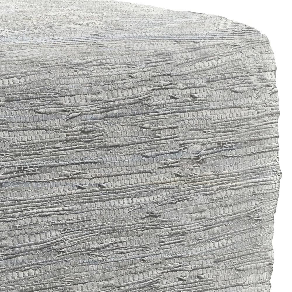 Cream | Fredrik Woven Leather Square Pouf