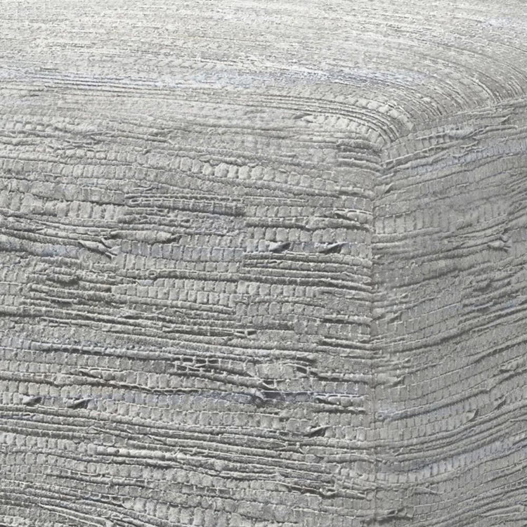 Cream | Fredrik Woven Leather Square Pouf