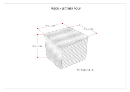 Cream | Fredrik Woven Leather Square Pouf