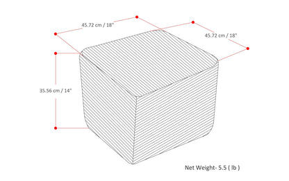 Dark Blue | Fredrik Woven Leather Square Pouf