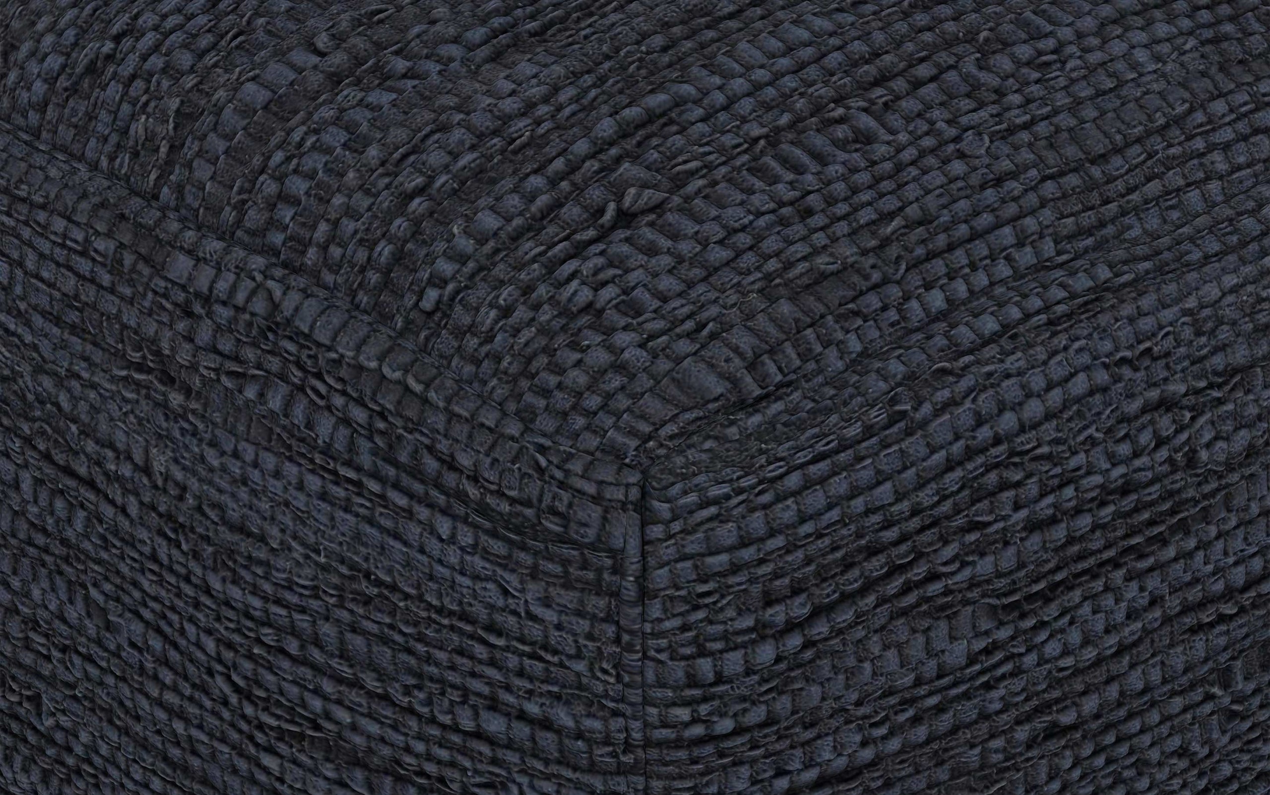 Dark Blue | Fredrik Woven Leather Square Pouf