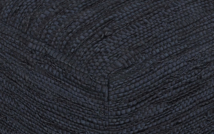 Dark Blue | Fredrik Woven Leather Square Pouf