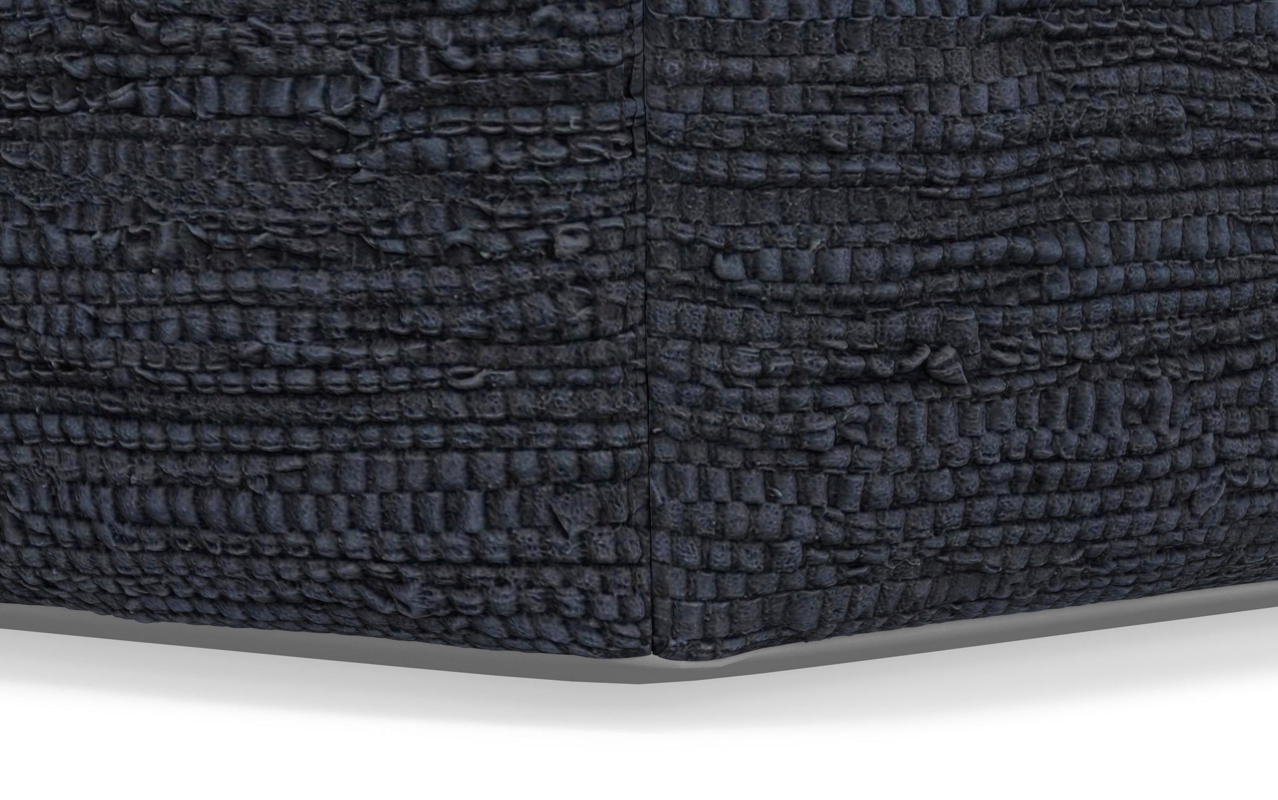 Dark Blue | Fredrik Woven Leather Square Pouf