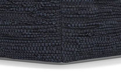 Dark Blue | Fredrik Woven Leather Square Pouf
