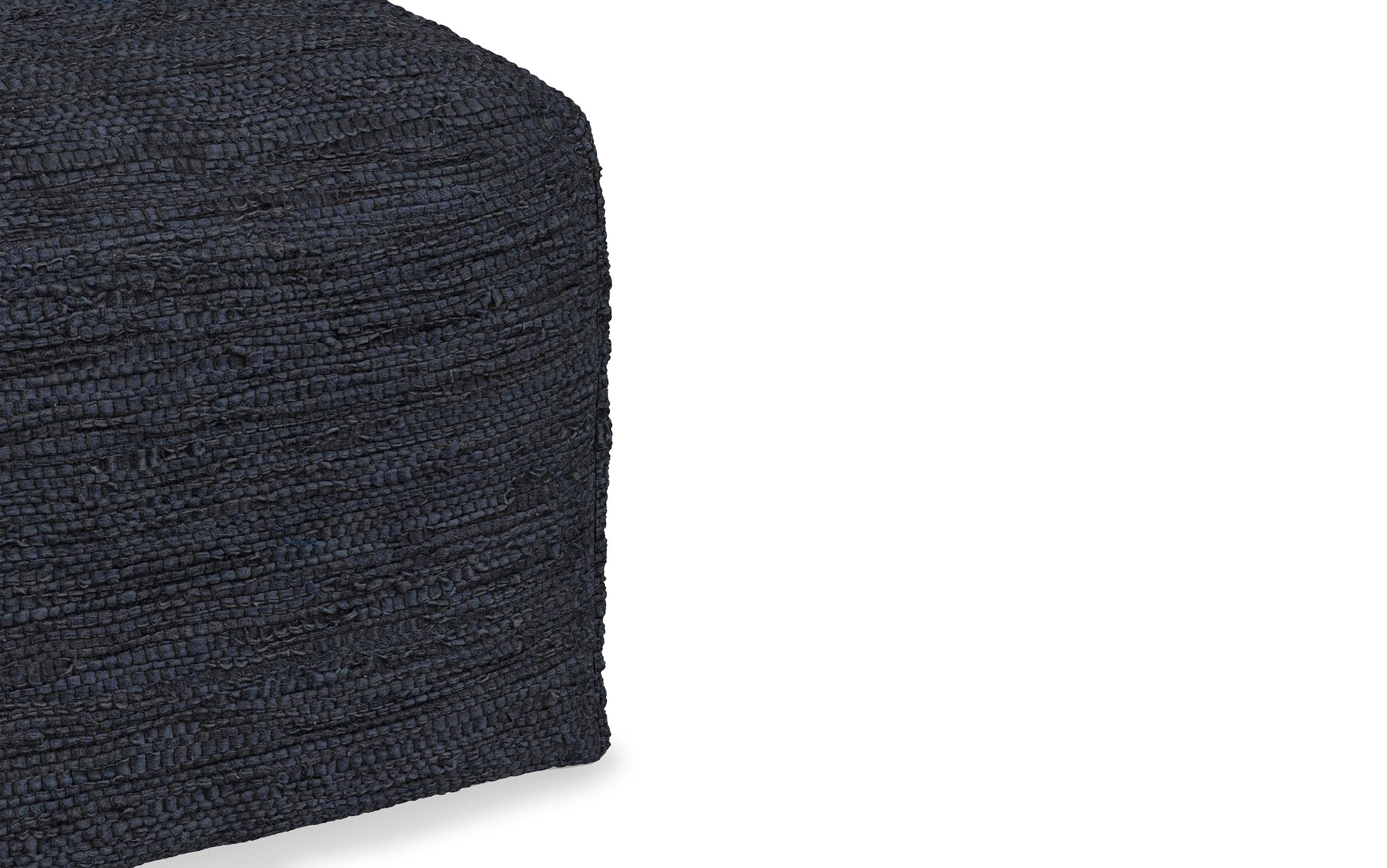 Dark Blue | Fredrik Woven Leather Square Pouf