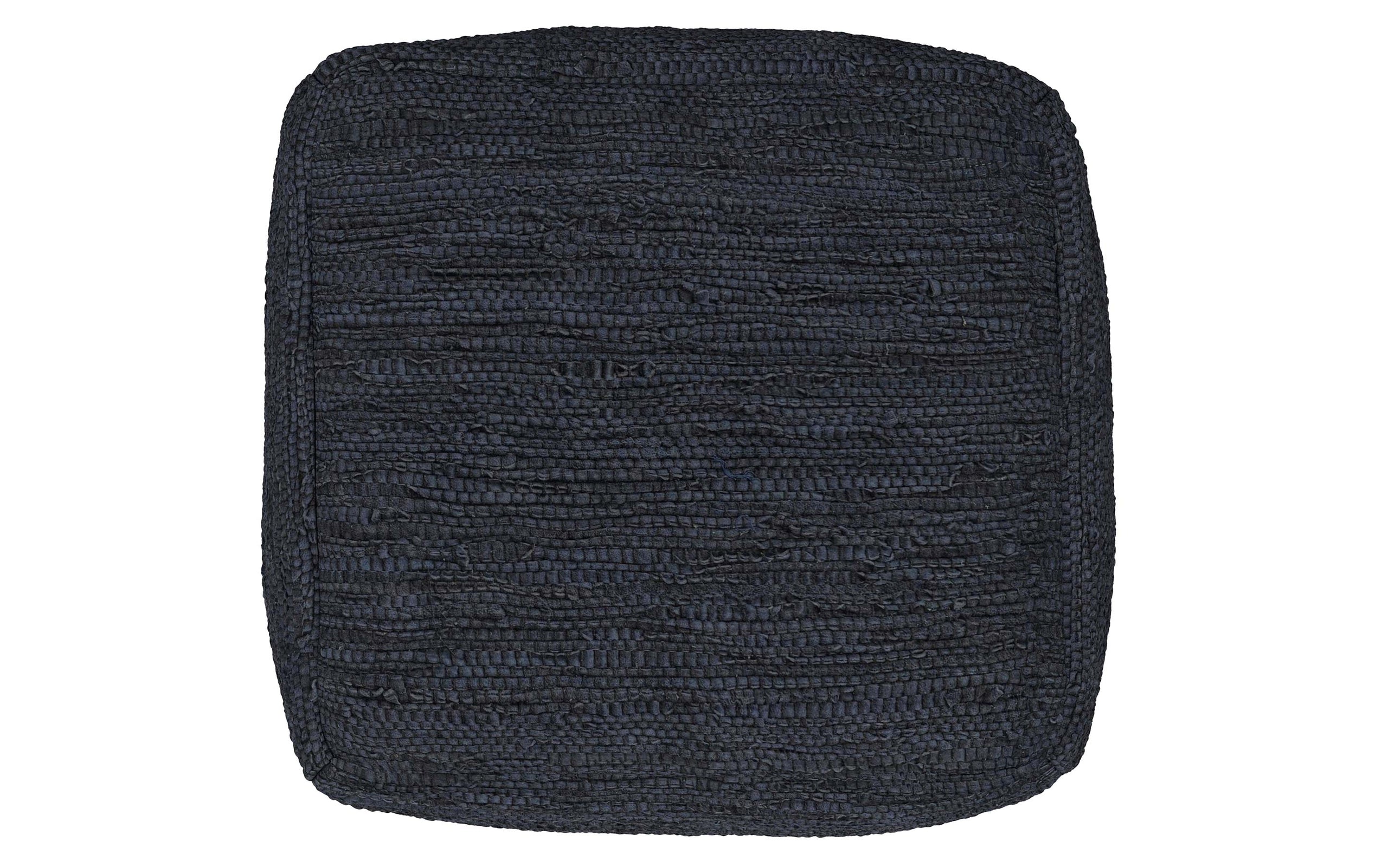 Dark Blue | Fredrik Woven Leather Square Pouf