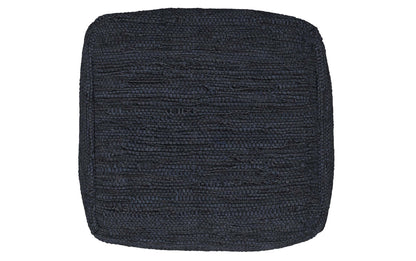 Dark Blue | Fredrik Woven Leather Square Pouf